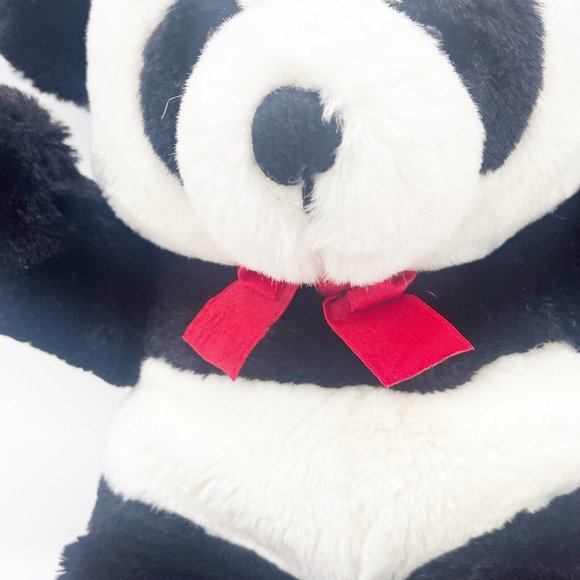 Dakin Vintage 1987 Cuddles Panda Bear Teddy Stuffed Animal Plush Red Bow 14 Inch - Picture 7 of 10